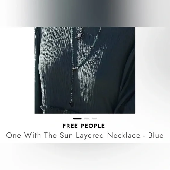 Free People One With The Sun Blue Layered Necklace Sunburst Pendant Beaded Chain - Picture 7 of 13